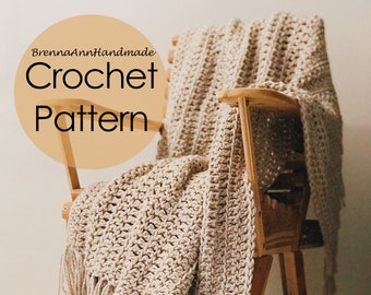 MODÈLE DE CROCHET - La couverture à franges confortable à la maison Téléchargement instantané PDF, Jeté afghan fait à la main, bricolage, Débutant, Facile, par BrennaAnnHandmade