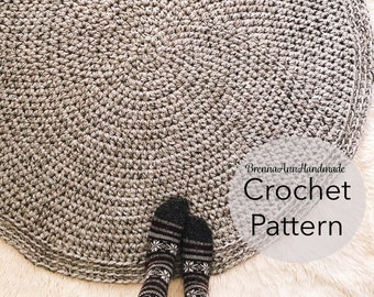 CROCHET PATTERN - The Classic Circle Rug, Instant Download PDF, Crocheted Home Decor, diy Easy-Intermediate Skill Level by BrennaAnnHandmade