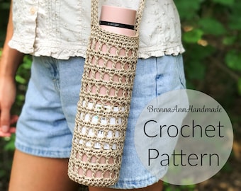 CROCHET PATTERN - The Macrame-Inspired Water Bottle Holder - Instant Download Pattern, DIY Intermediate Pattern by BrennaAnnHandmade