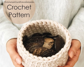 CROCHET PATTERN - The Mini Basket, Instant Download PDF, Crocheted diy Easy-Intermediate Skill Level by BrennaAnnHandmade