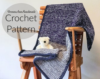 CROCHET PATTERN - The Blue Moon Baby Blanket Instant Download Pattern, Variegated Crochet Afghan, Throw DIY Easy Intermediate