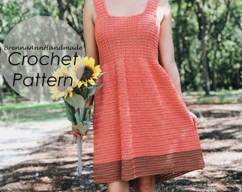 CROCHET PATTERN - The Cotton Summer Dress, Instant Download PDF, Crocheted diy Easy-Intermediate Skill Level by BrennaAnnHandmade