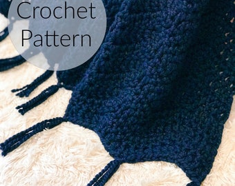 CROCHET PATTERN - The Ocean Waves Chevron Blanket Crochet Pattern Instant Download, Chunky Fringe Afghan, DIY Easy, by BrennaAnnHandmade