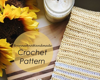 CROCHET PATTERN - The Simple Striped Kitchen Towel, Instant Download PDF, Crocheted diy Easy-Intermediate Skill Level by BrennaAnnHandmade