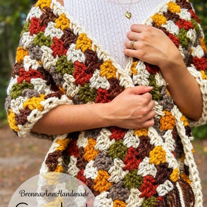 CROCHET PATTERN The Autumn Leaves Shawl Chunky Fringe Crochet Shawl / Wrap / Scarf, diy Pattern, Instant Download PDF image 3