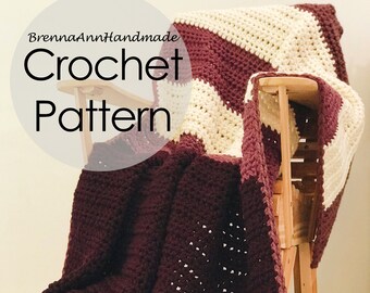 CROCHET PATTERN - The Purple Orchid Blanket Instant Download PDF, Handmade Afghan Throw, diy, Beginner, Easy, by BrennaAnnHandmade
