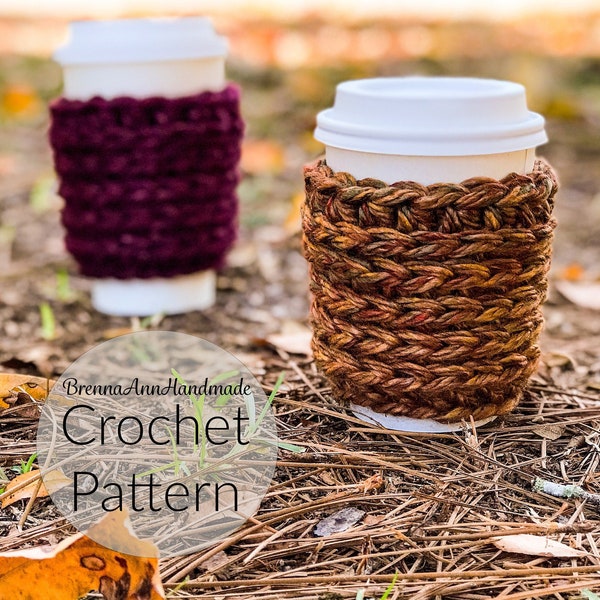 CROCHET PATTERN - The Cup Cozy, Instant Download PDF, To-go Coffee Cup Warmer / Holder, Crocheted diy Easy Skill Level by BrennaAnnHandmade