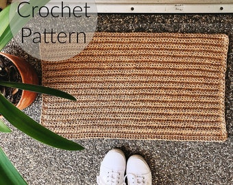 CROCHET PATTERN - The Textured Crochet Jute Doormat, Instant Download PDF, Home Decor, Easy-Intermediate Skill Level by BrennaAnnHandmade