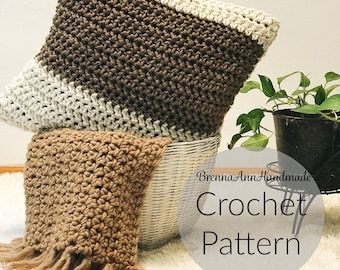 CROCHET PATTERN - The Sandy Shores Pillow Cover, Instant Download PDF, Crocheting diy Easy-Intermediate Skill Level by BrennaAnnHandmade