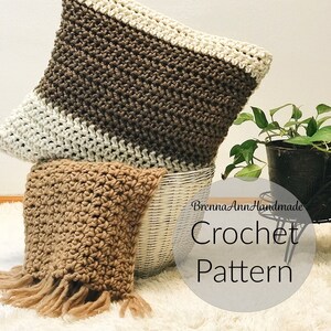 CROCHET PATTERN - The Sandy Shores Pillow Cover, Instant Download PDF, Crocheting diy Easy-Intermediate Skill Level by BrennaAnnHandmade