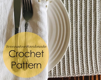 CROCHET PATTERN - The Ribbed Cotton Placemat, Instant Download PDF, Crocheted diy Easy-Intermediate Skill Level by BrennaAnnHandmade