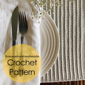 CROCHET PATTERN - The Ribbed Cotton Placemat, Instant Download PDF, Crocheted diy Easy-Intermediate Skill Level by BrennaAnnHandmade