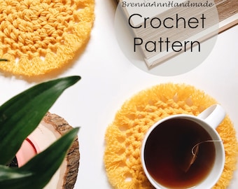 CROCHET PATTERN - The Sunshine Coasters, Instant Download PDF, Crocheted diy Easy-Intermediate Skill Level by BrennaAnnHandmade