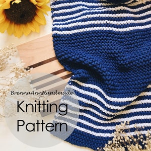 KNITTING PATTERN - The Striped Cotton Hand Towel, Instant Download PDF, Crocheted diy Easy-Intermediate Skill Level by BrennaAnnHandmade