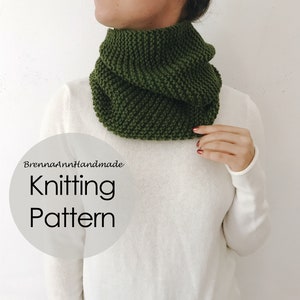 KNITTING PATTERN - The Simple Knit Infinity Scarf, Instant Download PDF, Cowl Circle Scarf, diy Easy Skill Level by BrennaAnnHandmade