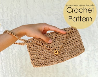 CROCHET PATTERN - The Raffia Clutch Handbag, Instant Download PDF, Crocheted diy Easy-Intermediate Skill Level by BrennaAnnHandmade