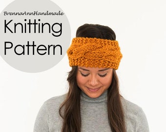 KNITTING PATTERN - The Chunky Cable Knit Headband, Instant Download PDF, Crocheted Earwarmer, Easy Skill Level by BrennaAnnHandmade