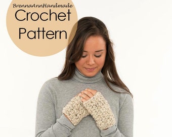 CROCHET PATTERN - The Rosebud Fingerless Gloves, Instant Download PDF, Crocheted Texting Gloves diy Easy Skill Level by BrennaAnnHandmade