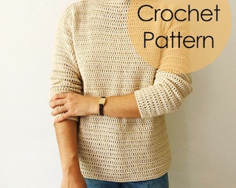 CROCHET PATTERN - The Sand Dune Sweater - Crochet Lightweight Sweater, Crocheted Pullover, Intermediate DIY Sweatshirt by BrennaAnnHandmade