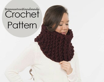 CROCHET PATTERN - The Super Chunky Reversible Cowl, Instant Download PDF, Crocheted Infinity Scarf diy Easy Skill Level by BrennaAnnHandmade