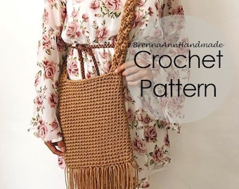 CROCHET PATTERN - The Boho Fringe Crochet Bag / Tote / Purse - Instant Download Pattern, DIY Intermediate Pattern by BrennaAnnHandmade