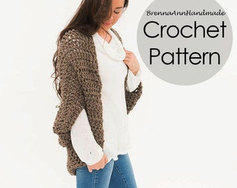 CROCHET PATTERN - The Chunky Oversized Shrug, Instant Download PDF, Crocheted diy Easy-Intermediate Skill Level by BrennaAnnHandmade