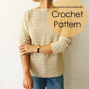 CROCHET PATTERN The Sand Dune Sweater Crochet Lightweight Sweater, Crocheted Pullover, Intermediate DIY Sweatshirt by BrennaAnnHandmade image 1