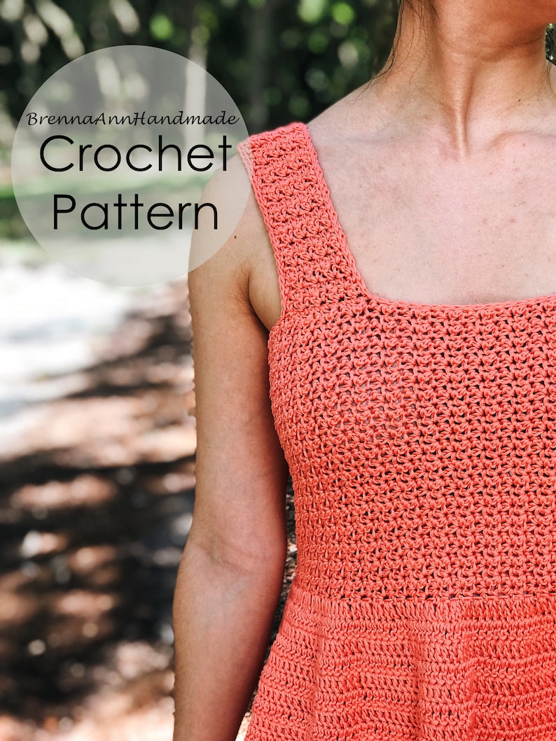CROCHET PATTERN The Cotton Summer Dress, Instant Download PDF, Crocheted diy Easy-Intermediate Skill Level by BrennaAnnHandmade image 4
