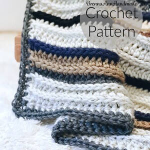 CROCHET PATTERN The Lakeside Blanket Instant Download PDF, Chunky Handmade Afghan, Striped Throw, diy, Easy Beginner, by BrennaAnnHandmade image 3