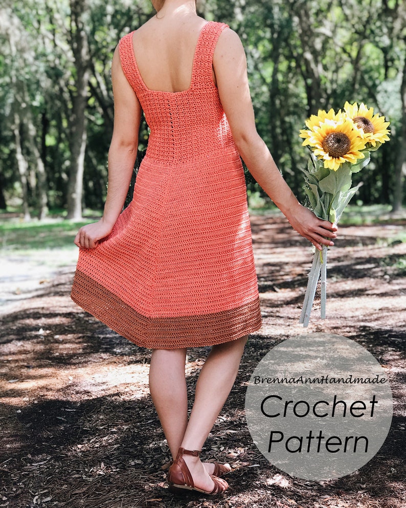 CROCHET PATTERN The Cotton Summer Dress, Instant Download PDF, Crocheted diy Easy-Intermediate Skill Level by BrennaAnnHandmade image 2