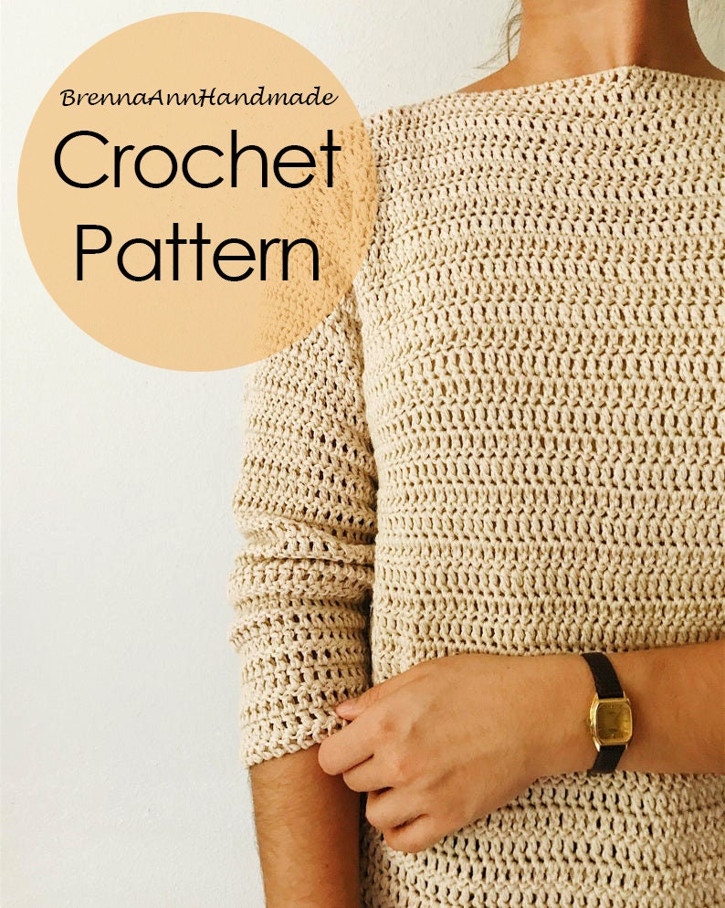 CROCHET PATTERN The Sand Dune Sweater Crochet Lightweight Sweater, Crocheted Pullover, Intermediate DIY Sweatshirt by BrennaAnnHandmade image 2