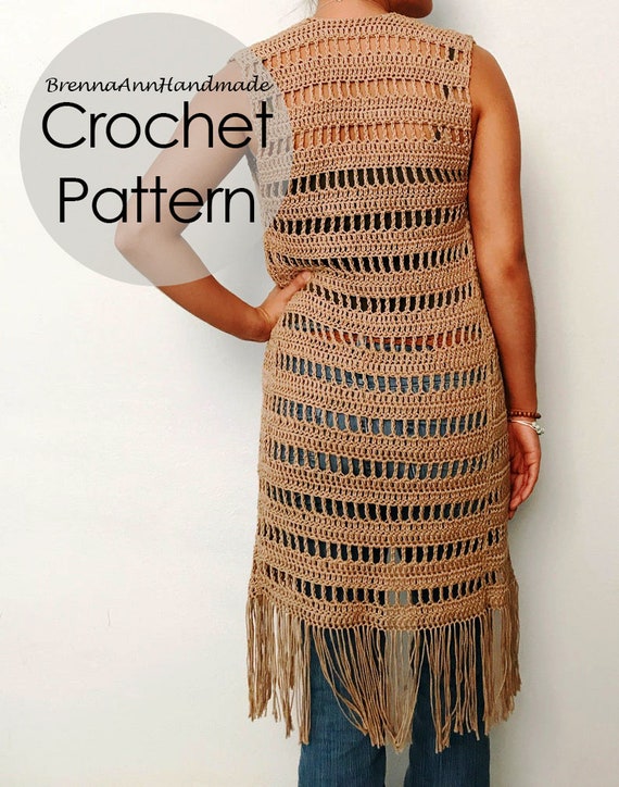Free crochet pattern vest with deals fringe