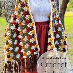 CROCHET PATTERN The Autumn Leaves Shawl Chunky Fringe Crochet Shawl / Wrap / Scarf, diy Pattern, Instant Download PDF image 8