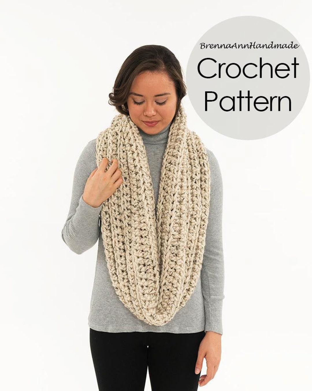CROCHET PATTERN - the Chunky Ribbed Infinity Loop Scarf, Instant ...