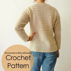 CROCHET PATTERN The Sand Dune Sweater Crochet Lightweight Sweater, Crocheted Pullover, Intermediate DIY Sweatshirt by BrennaAnnHandmade image 4
