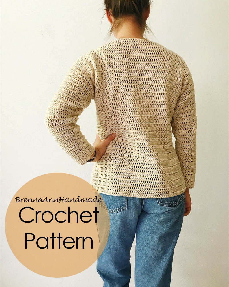 CROCHET PATTERN The Sand Dune Sweater Crochet Lightweight Sweater, Crocheted Pullover, Intermediate DIY Sweatshirt by BrennaAnnHandmade image 4