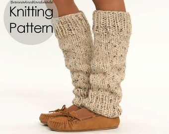 KNITTING PATTERN - The Chunky Knit Legwarmers, Instant Download PDF, Crocheted diy Easy-Intermediate Skill Level by BrennaAnnHandmade