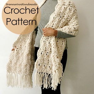 CROCHET PATTERN The Seashell Shawl Chunky Scalloped Fringe Crochet Shawl / Wrap / Scarf, diy Pattern, Instant Download PDF image 3