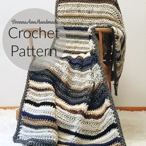 CROCHET PATTERN The Lakeside Blanket Instant Download PDF, Chunky Handmade Afghan, Striped Throw, diy, Easy Beginner, by BrennaAnnHandmade image 5