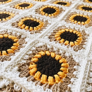 CROCHET PATTERN The Sunflower Blanket Instant Download PDF, Flower Granny Square Afghan, diy Intermediate Throw by BrennaAnnHandmade image 2