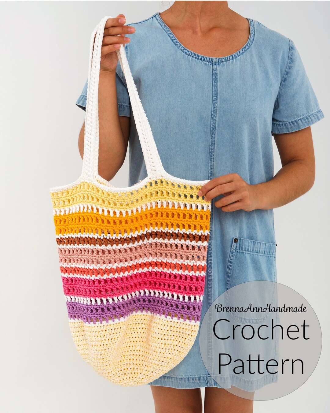 CROCHET PATTERN - the Cotton Summer Beach Bag - Instant Download ...