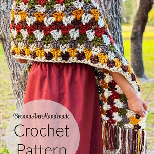 CROCHET PATTERN The Autumn Leaves Shawl Chunky Fringe Crochet Shawl / Wrap / Scarf, diy Pattern, Instant Download PDF image 10