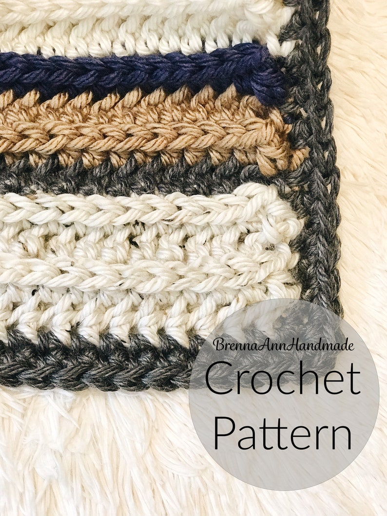 CROCHET PATTERN The Lakeside Blanket Instant Download PDF, Chunky Handmade Afghan, Striped Throw, diy, Easy Beginner, by BrennaAnnHandmade image 7