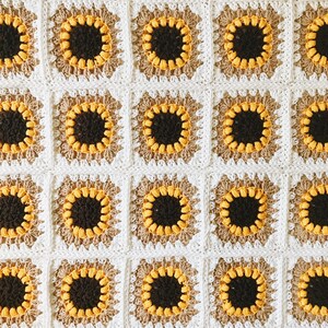 CROCHET PATTERN The Sunflower Blanket Instant Download PDF, Flower Granny Square Afghan, diy Intermediate Throw by BrennaAnnHandmade image 6