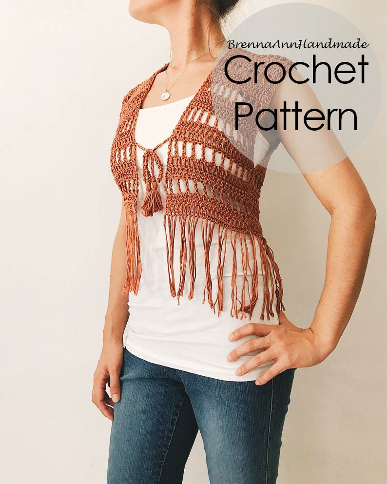 CROCHET PATTERN Crochet Lightweight Short Tassel Vest Etsy