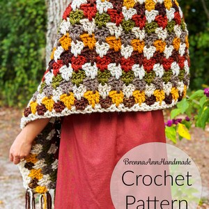 CROCHET PATTERN The Autumn Leaves Shawl Chunky Fringe Crochet Shawl / Wrap / Scarf, diy Pattern, Instant Download PDF image 5