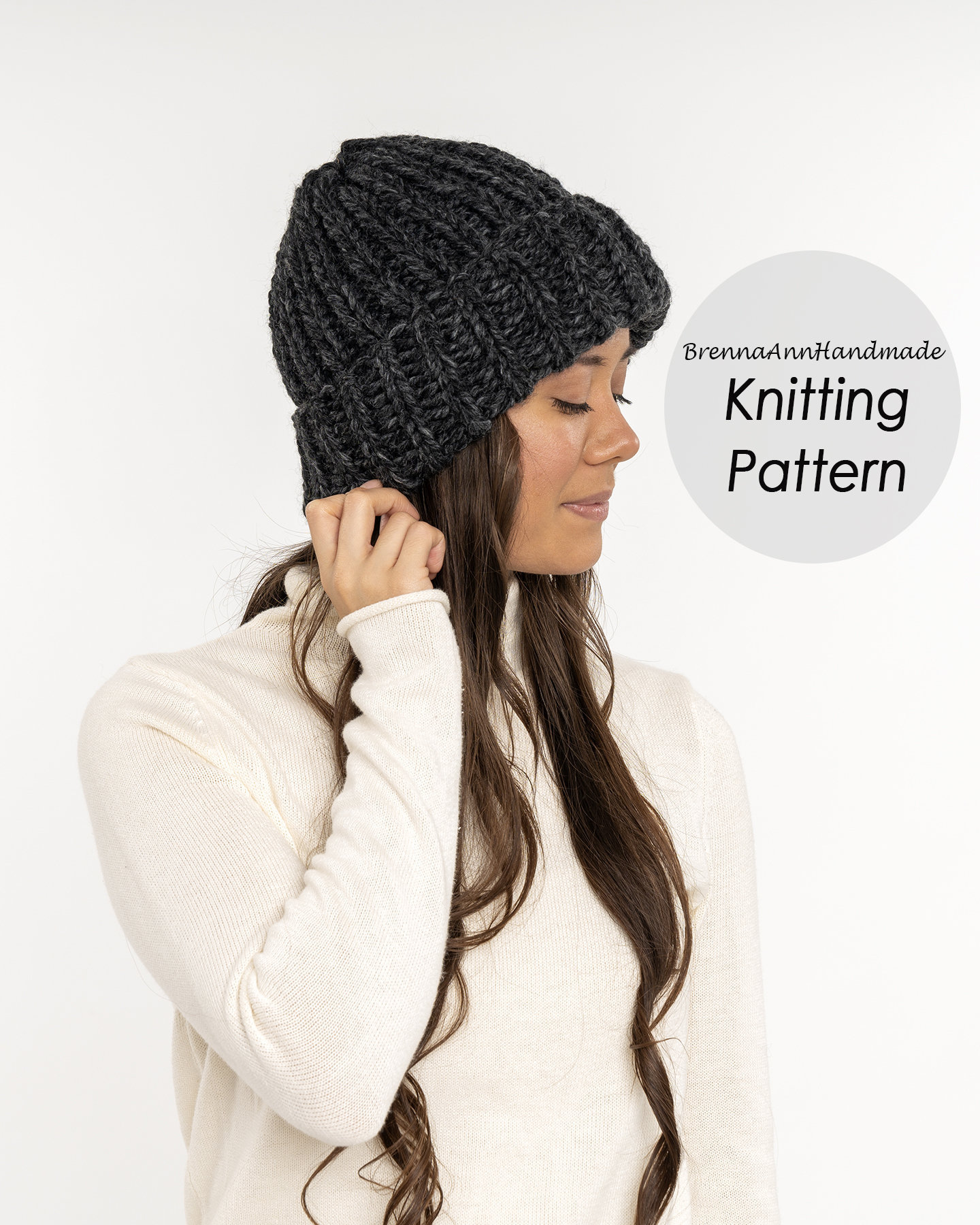 KNITTING PATTERN - Classic Fold-over Brim Ribbed Knit Hat by ...
