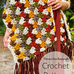 CROCHET PATTERN The Autumn Leaves Shawl Chunky Fringe Crochet Shawl / Wrap / Scarf, diy Pattern, Instant Download PDF image 4