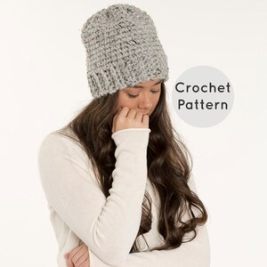 CROCHET PATTERN - Chunky Crochet Slouch Hat, Crocheted Textured Slouchy Beanie, Beginner DIY Easy Toque - The Aspen Hat