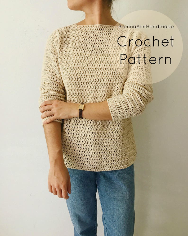 CROCHET PATTERN The Sand Dune Sweater Crochet Lightweight Sweater, Crocheted Pullover, Intermediate DIY Sweatshirt by BrennaAnnHandmade image 6